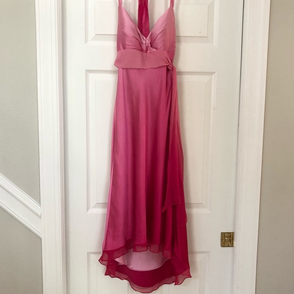 Cache Pink Ombré Silk Halter High Low Gown Dress - Picture 2 of 16